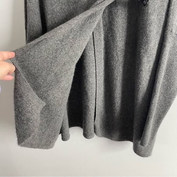 Neiman Marcus | Women’s 100% Cashmere Long Charcoal Grey Cowl Neck Wrap Sweater - Picture 2 of 9